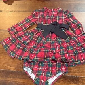Ralph Lauren Red Plaid Kids Dress with Black Bow